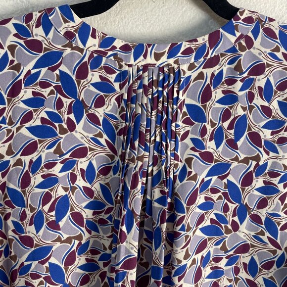 NYDJ Womens Large 3/4 Sleeve Blouse Leaf Print Tunic Top V Neck Shirt - Picture 10 of 10